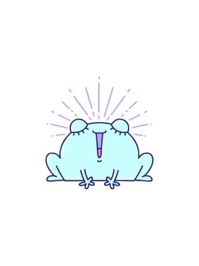 Geleneksel dövme stili mutlu kurbağanın animasyonu.