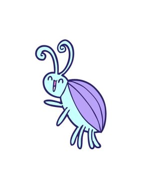 Çizgi film mutlu böceğin hareketli animasyonu