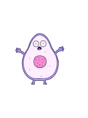 Avokado çizgi filminin yatay titreşimli animasyonu