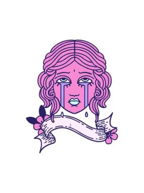 Geleneksel dövmenin hareketli animasyonunu yaparken kadın yüzü ağlıyordu.