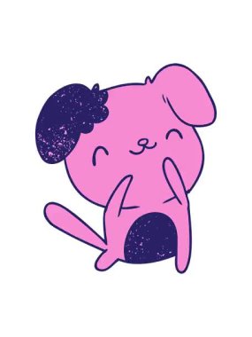 Titreyen hareketli çizgi film animasyonu sevimli bir köpeğin kawaii çizimi.