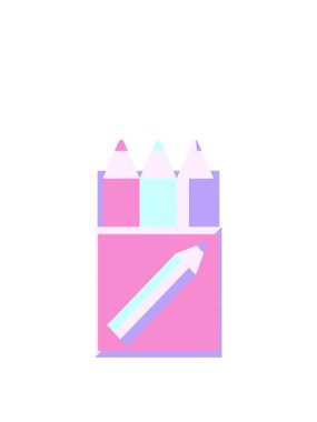 Renkli kalem paketinin canlandırılması grafik vektör resimleme simgesi