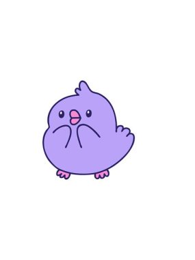 Sevimli bir yavru kuşun yatay titreşimli animasyonu şaşırmış görünüyor