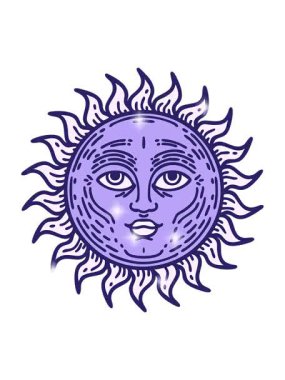 Bir yüz tasarımı ile güneşin animasyonu