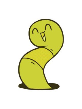 Mutlu solucanın renkli animasyonu değişiyor