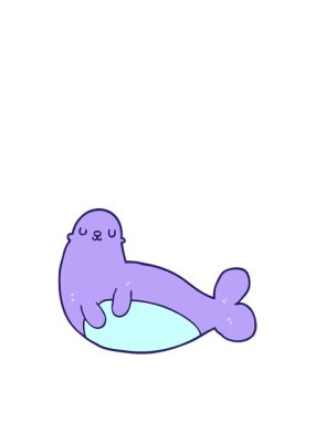 Çizgi film fok çiziminin zıplama hareketi animasyonu