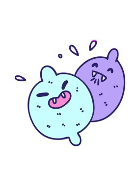 İki vampir limonun çizgi filmini canlandırın. En korkunç meyve.