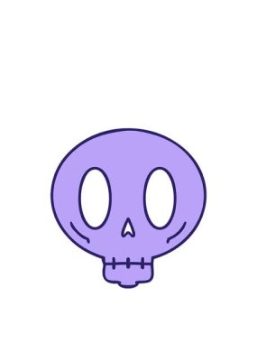 Kalk ve süzül korkunç kafatasının animasyonu