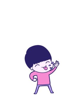 Mutlu çizgi film çocuğunun hareketli animasyonu