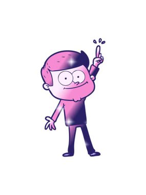 Çizgi filmdeki gülümseyen adamın ışıltı etkisi.