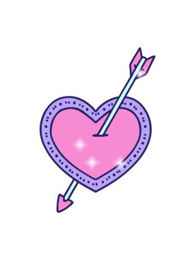 Simli efekt ikonik dövme tarzı bir ok ve kalbin animasyonu