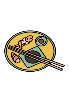 Tabakta sunulan geleneksel Japon Onigiri yemeklerinin hareketli animasyonu