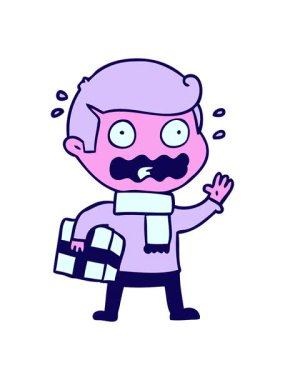 Çizgi film adamının neon ışık efekti animasyonu tamamen stresli.