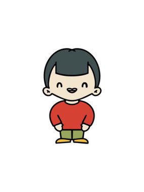 Mutlu modern Japon adamın gülüşünün hareketli animasyonu