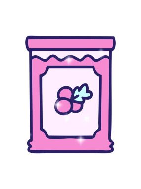 Yaban mersini reçeli çizgi filminin el çiziminin ışıltılı etkisi