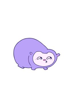 Bir wombat karikatürünün yatay titreşimli animasyonu