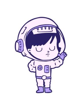 Çizgi film astronot kadın imajının hareketli animasyonu