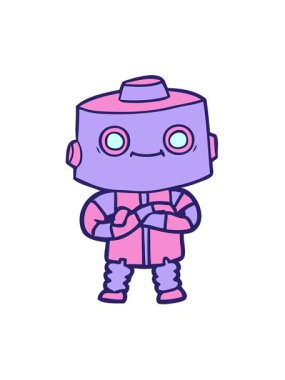 Çizgi film robot görüntüsünün hareketli animasyonunu oynat