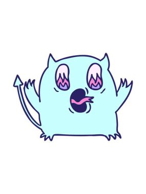 Şirin Kawaii kırmızı iblisinin serbest piyasa çiziminin ışık efekti.