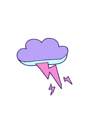 karikatür karikatür karalama gök gürültüsü ve şimşeklerin hareketli animasyonu