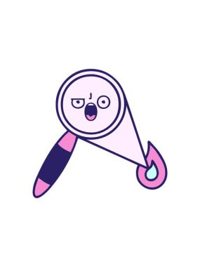 Dikkat çekici bir büyüteç tasarımı karikatürü.