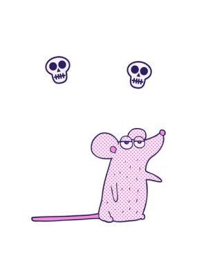 Çizgi film faresinin kafatası animasyonu