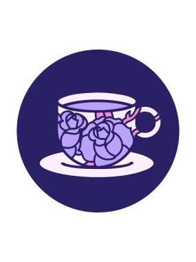 Çiçekli kahve fincanı işaretinin dönen hareketli animasyonu