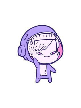 Astronot kadın çizgi filminin dönen hareketli animasyonu