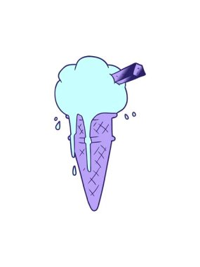 Eriyen dondurma çizgi filminin dönen hareketli animasyonu