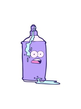 Çizgi film sprey boya kutusunun basınçlı animasyonu