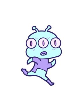 Karikatür üç gözlü uzaylının dikkat çekici animasyonu