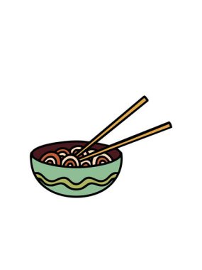 Yanıp sönen radyal çizgiler bir kase Japon eriştesinin yemek çubuklarıyla canlandırılması.