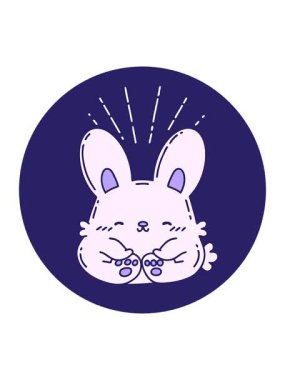 Dövme stili mutlu tavşan ikonunun basınçlı animasyonu