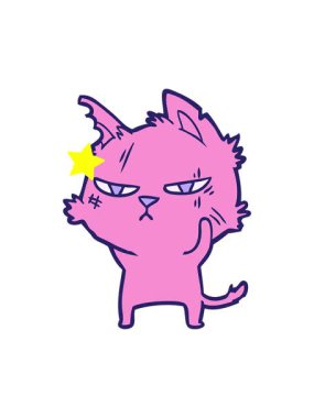 Parlayan yıldızlar sert bir çizgi film kedisinin animasyonunu etkiler.