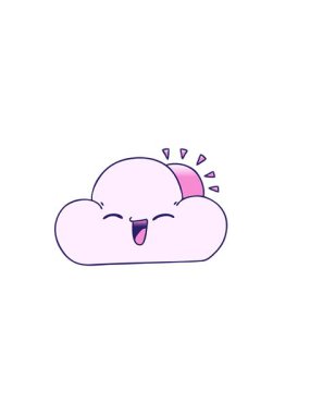 Değişken gölgeli karikatür güneşi ve mutlu bulutun yatay titreşimli animasyonu