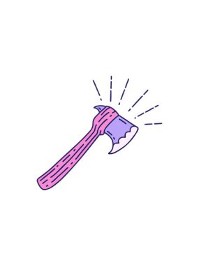 Geleneksel dövme stili baltanın yıldız patlaması etkisi animasyonu