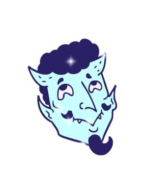 Çizgi film şeytan yüzünün ışıltı etkisi