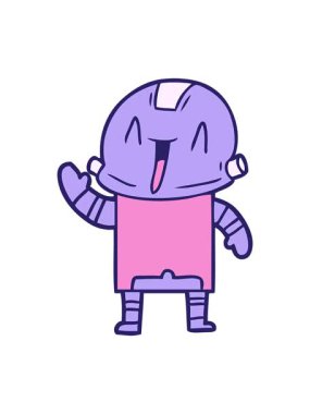 Çizgi film androidinin hareketli animasyonu