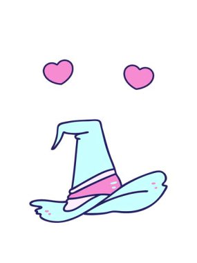 Ürkütücü cadı şapkası çizgi filminin dönen kalp animasyonu.