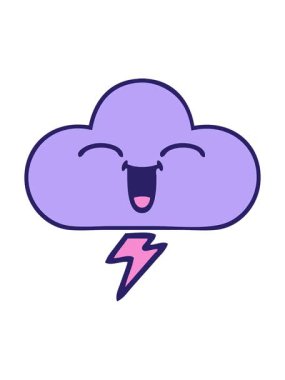 Fırtına bulutu görüntüsünün sevimli karikatürünü salla ve durdur