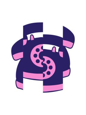 Eski tarz bir telefonun karikatürü bölünmüş hareket animasyonu