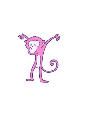 Çizgi film maymunu yatay titreşimli animasyonu