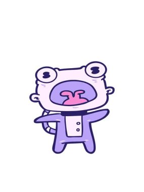 Çizgi filmdeki garip uzaylının hareketli animasyonu