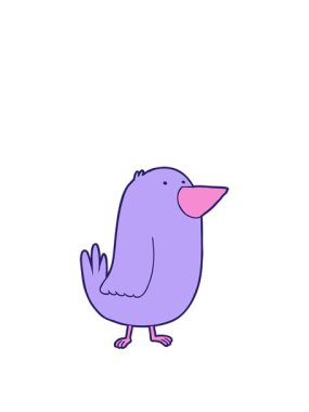 Sevimli neon renkli kuş çizgi filminin animasyonunu genişletiyorum