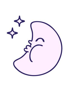 Titreşimli hareket yıldızlı bir ayın karikatürü.