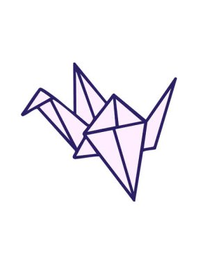 Japon katlanmış kağıt origami kuşunun dönen hareket animasyonu