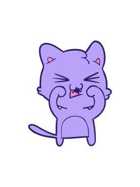 Çizgi film kedisinin tıslama hareketinin hareketli animasyonu