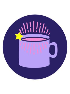 Parıldayan yıldızlar ikonik dövme tarzı kahve karikatürünün animasyonunu etkiler.