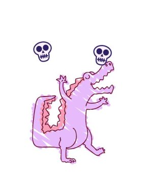 dönen kafatası animasyonu timsah tebeşiri Parlak renkli çiziyor