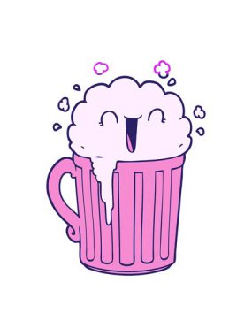 Mutlu çizgi film kupası bira animasyonunu canlandırın.